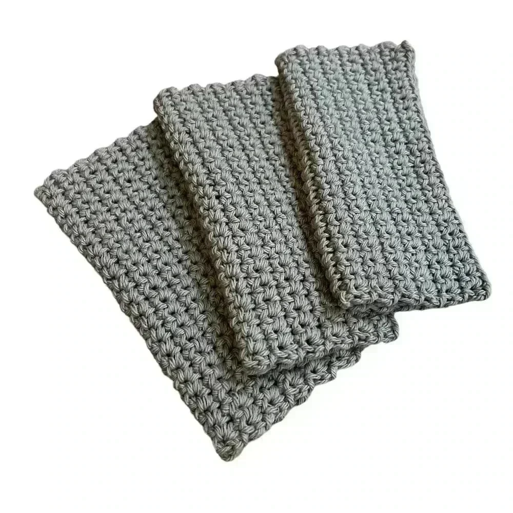 100% Cotton Handmade Washcloths - Set of 3